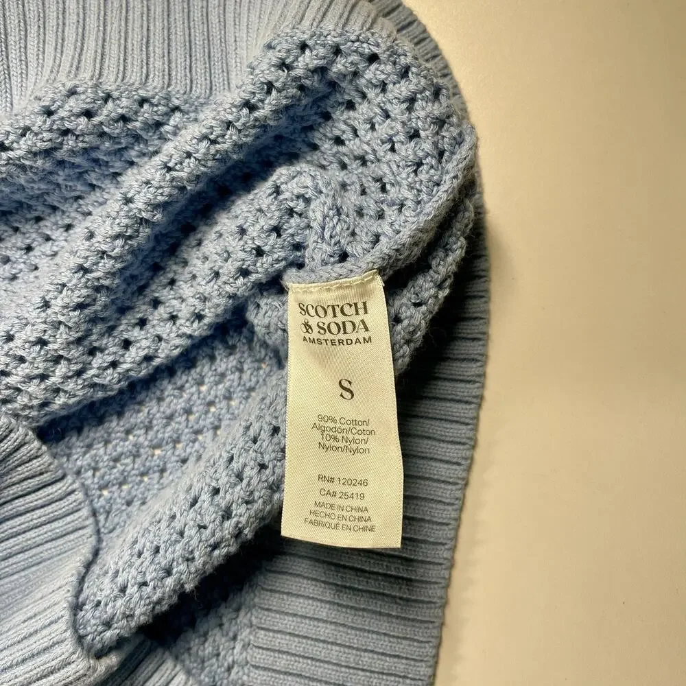 Scotch and Soda Half Zip Knit Sweater Pullover Women Preppy Powder Blue Small - Picture 7 of 8